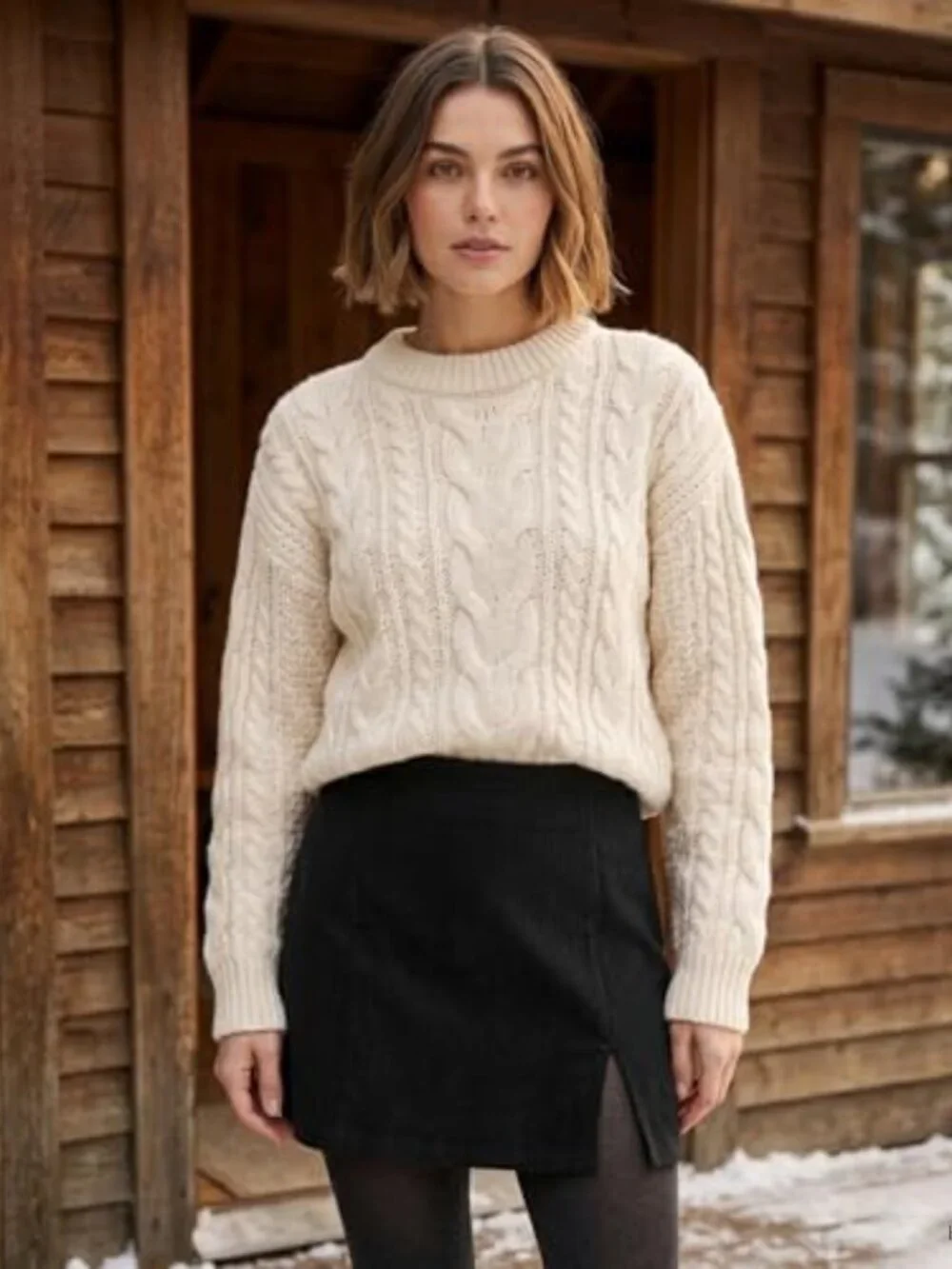 Women's Corduroy Mini Skort with Built-in Shorts, Low Rise Side Slit, Loose Fit